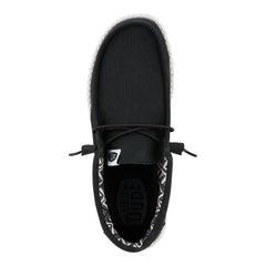 Hey Dude Mens Wally Black And White Stretch Mesh Shoes