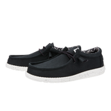 Hey Dude Mens Wally Black And White Stretch Mesh Shoes