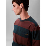 Calvin Klein Mens Sueded Stripe Pocket Long Sleeve T-Shirt In Multi