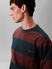 Calvin Klein Mens Sueded Stripe Pocket Long Sleeve T-Shirt In Multi