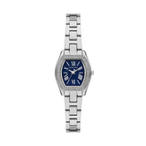 Micheal Kors Womens Chelsea 3 Hand Stainless Steel Watch In Silver/Blue Dial