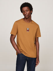 Tommy Hilfiger Mens Vertical Brown Flag T-Shirt