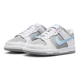 Nike Womens Dunk Low Sneakers In White/Light Smoke Grey/Light Blue