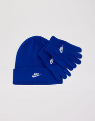 Nike Boys Futura Beanie And Glove Set In Royal