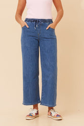 Stella Morgan Womens High Waist Elasicated Jeans In Mid Wash
