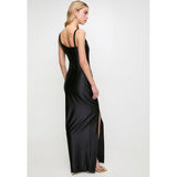 Sissy boy Ladies Asymmetric Maxi Dress With Ruching In Black