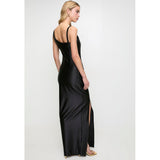 Sissy boy Ladies Asymmetric Maxi Dress With Ruching In Black
