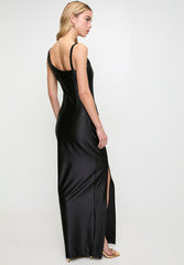 Sissy boy Ladies Asymmetric Maxi Dress With Ruching In Black