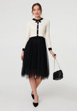 Stella Morgan Long Sleeve Combination Dress With Knitted In Black & White