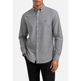Polo Mens Classic Plain Oxford Long Sleeves Shirt In Charcoal