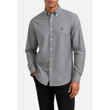 Polo Mens Classic Plain Oxford Long Sleeves Shirt In Charcoal