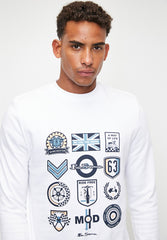 Ben Sherman Mens White Scooter Club Sweater