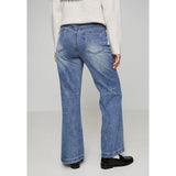 Mandi Womens Mid Waist Flaire Jeans In Mid Denim