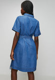 Stella Morgan Womens Half Sleeve Button Through Dress In Mid Wash Denim