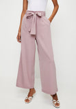 Izabel London High Waisted Elasicated Wide Pants In Dusty Pink