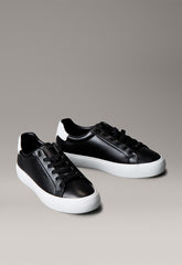 Calvin Klein Womens Lth Lace Up Sneaker Black And White