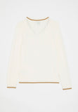 Polo Boys V-Neck Cable Knit Jersey In Off White