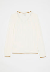 Polo Boys V-Neck Cable Knit Jersey In Off White