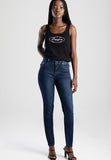Sissy boy Womens Bianca Mid-Waist Skinny Jeans In Dark Blue