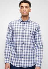Polo Mens Long Sleeves Gingham Shirt Blue