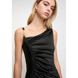 Sissy boy Ladies Asymmetric Maxi Dress With Ruching In Black