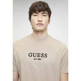 Guess Mens Ss Logo Tee Stone