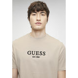 Guess Mens Ss Logo Tee Stone