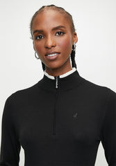 Polo Women Mya Long Sleeve Knit Pleated Black Dress