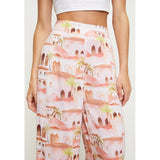 Mandi High Waisted Leg Palazo Printed Pant In Coral
