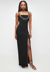 Sissy boy Womens Maxi dress With a Straight Neckline In Black