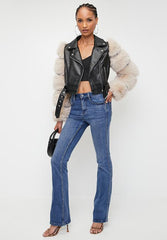 Sissyboy J30301 Fur Sleeve Pu Body Biker Combo Jkt