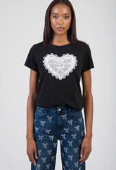 Sissy boy Womens Regular T-shirt With Crochet In Black