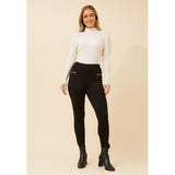 Stella Morgan High Waisted Lightweight Ponte Legging With Front Zip Detail In Black