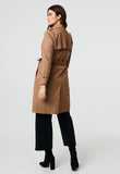 Izabel London Womens Faux Suede Trench In Camel
