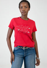 Sissyboy Womens Regular T-shirt With Bling Detail In Red