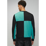 Ben Sherman Panel Crew Sweater In Aqua Teal And Black