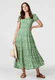 Stella Morgan Cap Sleeve V-Neck With Gather In Green