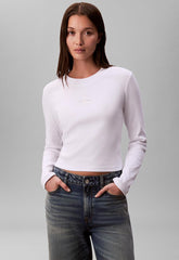 Calvin Klein Womens Monogram Long Sleeve Baby T-Shirt In Light Blue