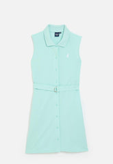 Polo Girls Nia Sleeveless Pique Dress In Turquoise