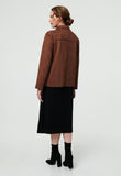 Izabel London Womens Faux Suede Crop Jacket In Brown