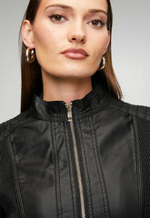 Stella Morgan Womens Biker Faux Leather Jacket In Black