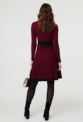 Stella Morgan Womens Quarter Zip Knitted Dress In Burgundy