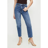 Guess Womens Ella High Rise Mom Jean In Mid Wash