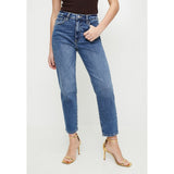 Guess Womens Ella High Rise Mom Jean In Mid Wash