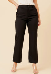 Stella Morgan Mid Waist Straight Leg Stretch In Black