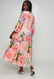 Izabel London Ladies Half Sleeve Sheer Printed Dress In Multi