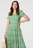 Stella Morgan Cap Sleeve V-Neck With Gather In Green