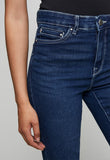 Izabel London Ladies High Waist Straight Leg Jeans In Dark Blue