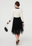 Stella Morgan Long Sleeve Combination Dress With Knitted In Black & White