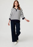 Stella Morgan Easy Wearing Stripe V-Neck Knitwear Jersey In Multi Navy